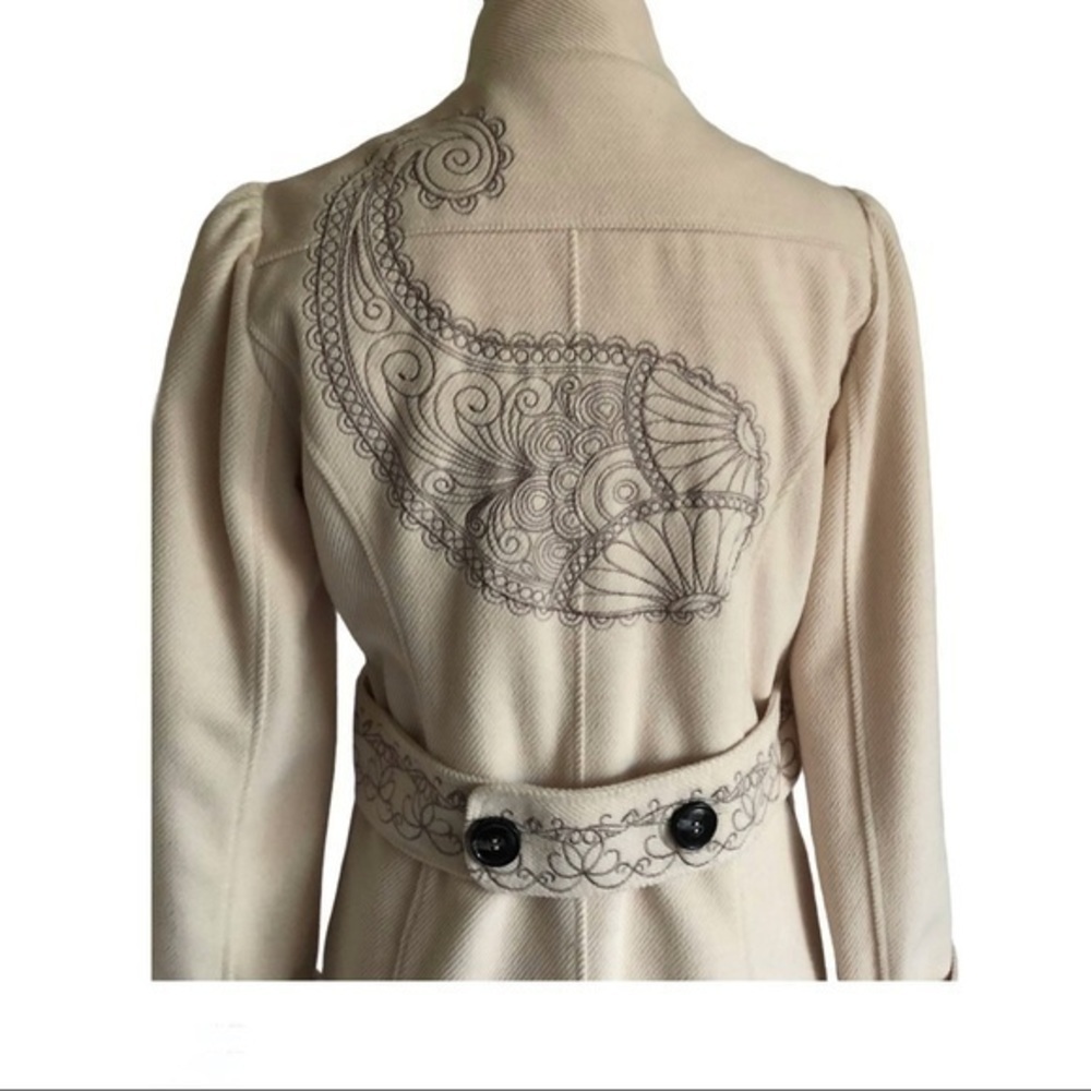 Green Dragon Paisley Embroidered Long Coat Size M - Picture 6 of 11